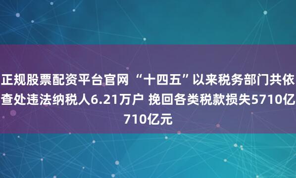 正规股票配资平台官网 “十四五”以来税务部门共依法查处违法纳税人6.21万户 挽回各类税款损失5710亿元